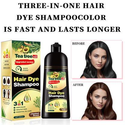 TGTXDEA Herbal Instant Hair Color Shampoo – 100% Gray Coverage, Ammonia-Free, Brown (3-in-1 Bubbles)