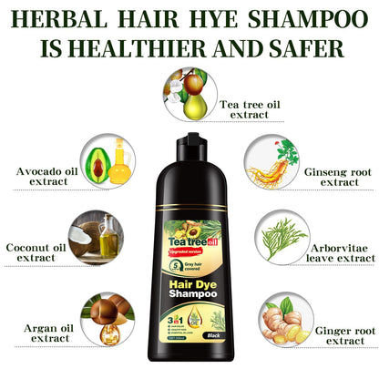 TGTXDEA Herbal Instant Hair Color Shampoo – 100% Gray Coverage, Ammonia-Free, Brown (3-in-1 Bubbles)