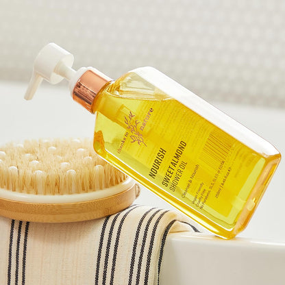 thanks to nature Shower Oil with Sweet Almond & Vanilla – Nourishing, Moisturizing for Normal to Dry Skin | 8.45 fl oz