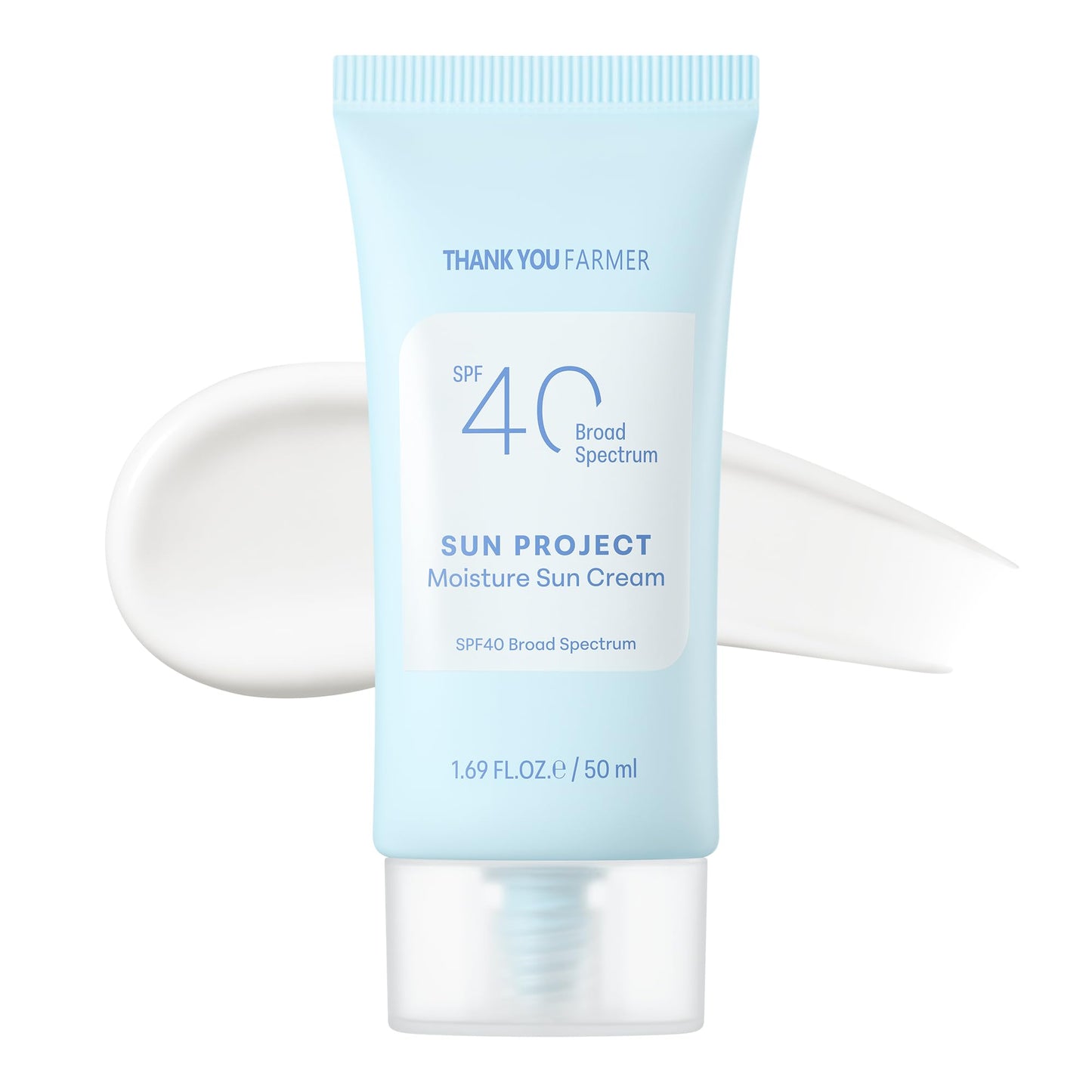 THANKYOU FARMER Sun Project Moisture SPF 40 – Fragrance-Free, No White Cast, Dermatologist Tested, 50ml