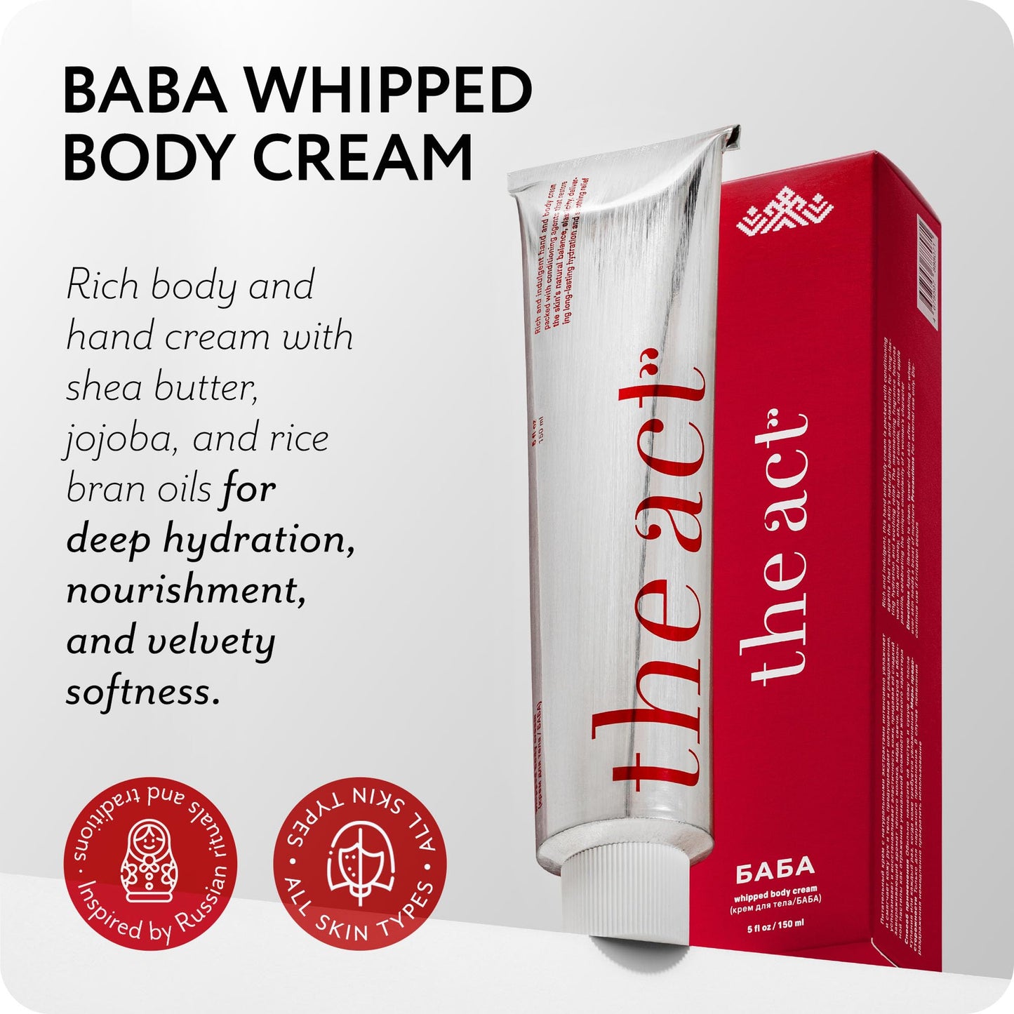 The Act BABA Whipped Body Cream – Deep Moisturizing Shea Butter for Hands & Body