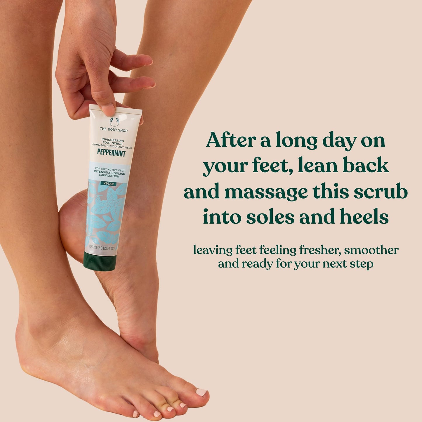 Peppermint Invigorating Foot Scrub | The Body Shop | Cooling Exfoliator for Dry Feet | 3.3 oz | Vegan