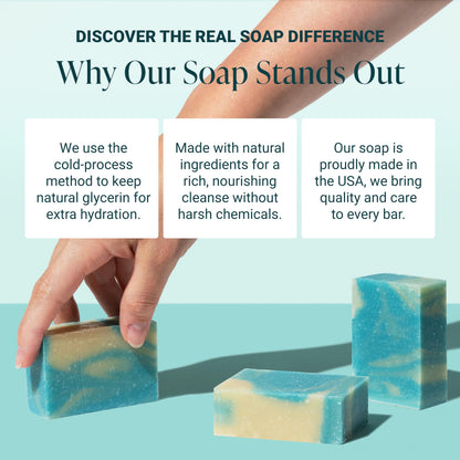 The Bubble Factory Handmade Soap – All Natural, Palm Oil Free, Eucalyptus Mint (3 Bars)