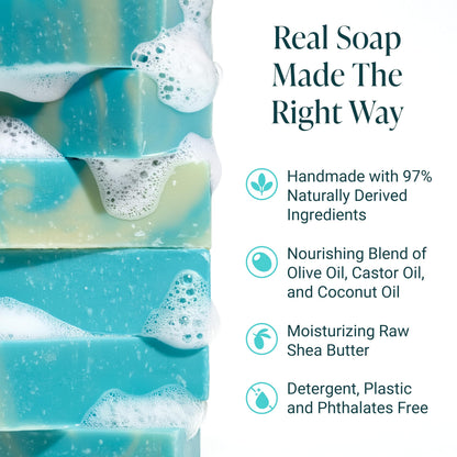 The Bubble Factory Handmade Soap – All Natural, Palm Oil Free, Eucalyptus Mint (3 Bars)