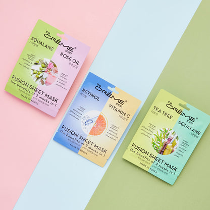 The Crème Shop Retinol & Vitamin C Fusion Sheet Mask – 5 Pack | Brighten, Plump & Anti-Aging