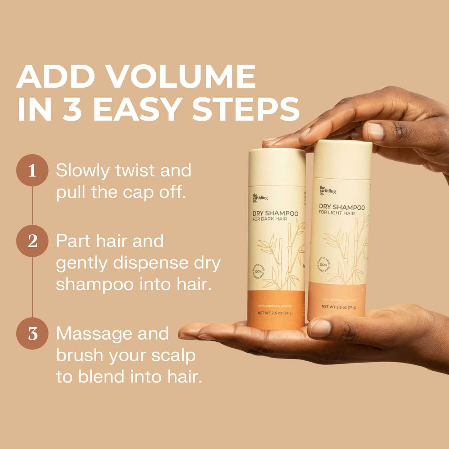 The Earthling Co. Dry Shampoo – Non Aerosol Volumizing Powder for Light Hair (Rosemary Oil & Biotin) – 2.6 oz
