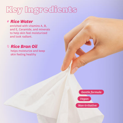 The Face Shop x Glamzilla Rice Water Bright Cleansing Wipes – 3-Pack, 25 Count Each