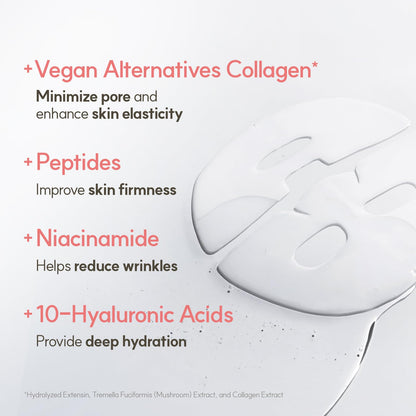 THE FACE SHOP Original Vegan Collagen Mask – Glass Skin Essential, Hydration & Firming (4EA)