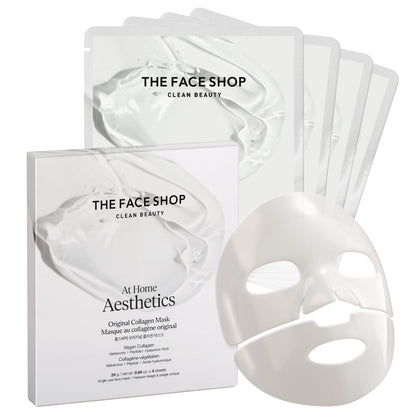 THE FACE SHOP Original Vegan Collagen Mask – Glass Skin Essential, Hydration & Firming (4EA)