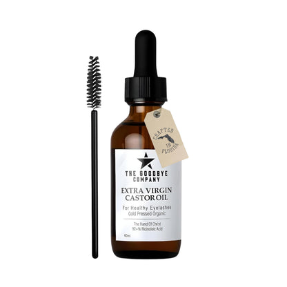The Goodbye Company USDA Organic Castor Oil for Eyelashes & Eyebrows – 100% Pure Cold-Pressed, Hexane-Free 60ml with Applicator