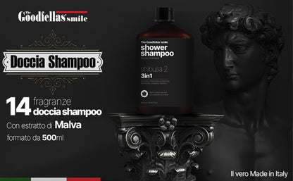 The Goodfellas' Smile Shibusa 2 3-in-1 Shower Shampoo – Body, Hair & Beard Cleanser for Men | Peach, Ying & Wood Notes | Made in Italy | 500ml