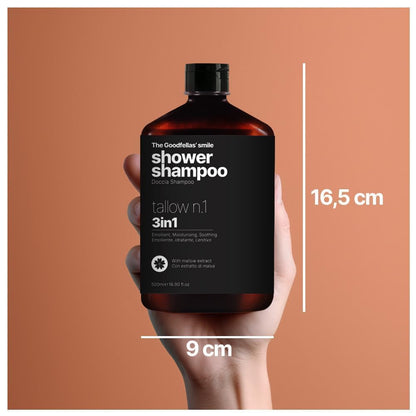 The Goodfellas' smile Tallow N.1 3-in-1 Shower Shampoo for Men | Body Wash, Shampoo & Conditioner | Bold Masculine Scent | Made in Italy