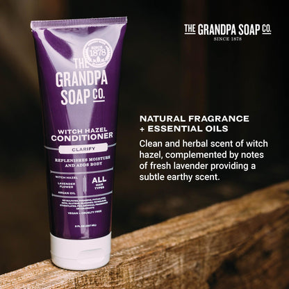 The Grandpa Soap Company Clarifying Witch Hazel Conditioner with Lavender – Sulfates/Parabens Free, 8 oz (2 Pack)