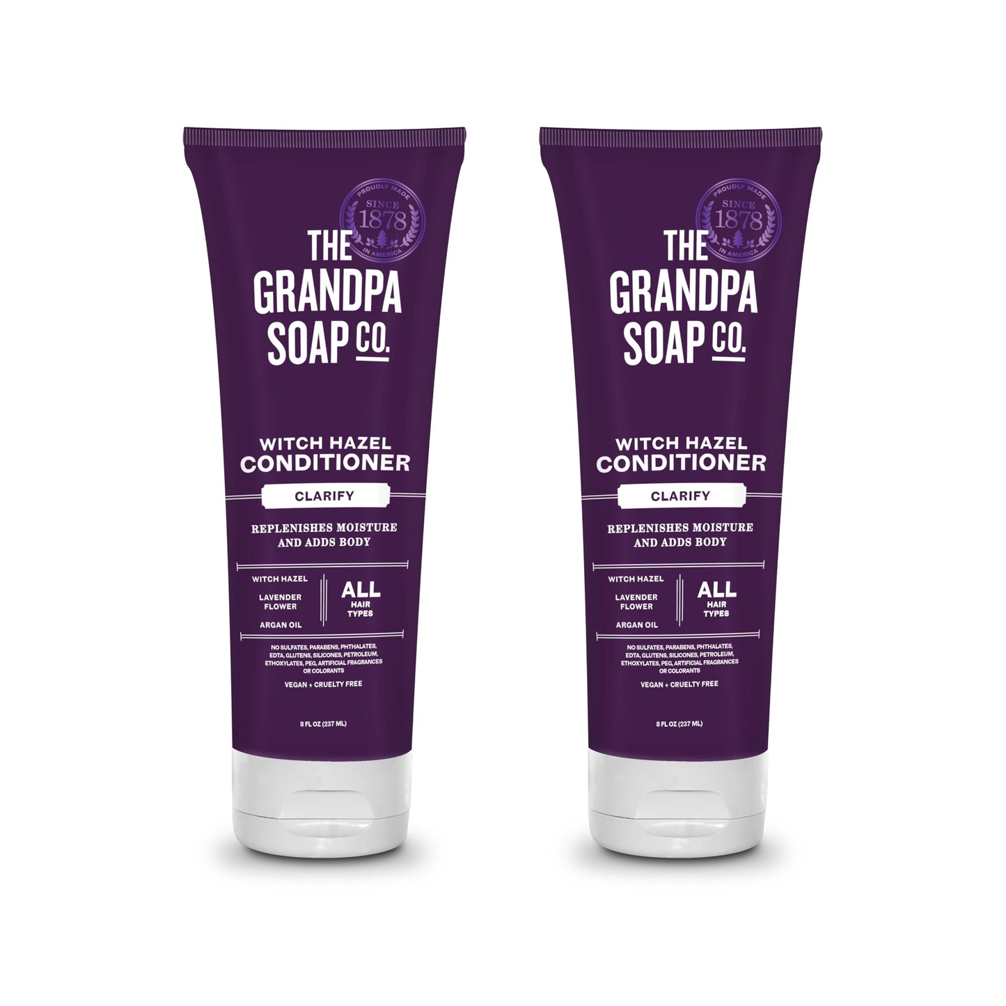 The Grandpa Soap Company Clarifying Witch Hazel Conditioner with Lavender – Sulfates/Parabens Free, 8 oz (2 Pack)