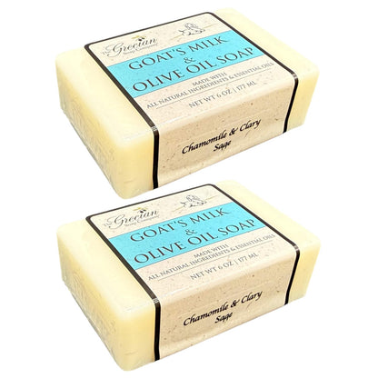 The Grecian Soap Company Clean Beauty Goat's Milk & Olive Oil Bar Soap – Chamomile & Clary Sage (2-Pack, 6oz)