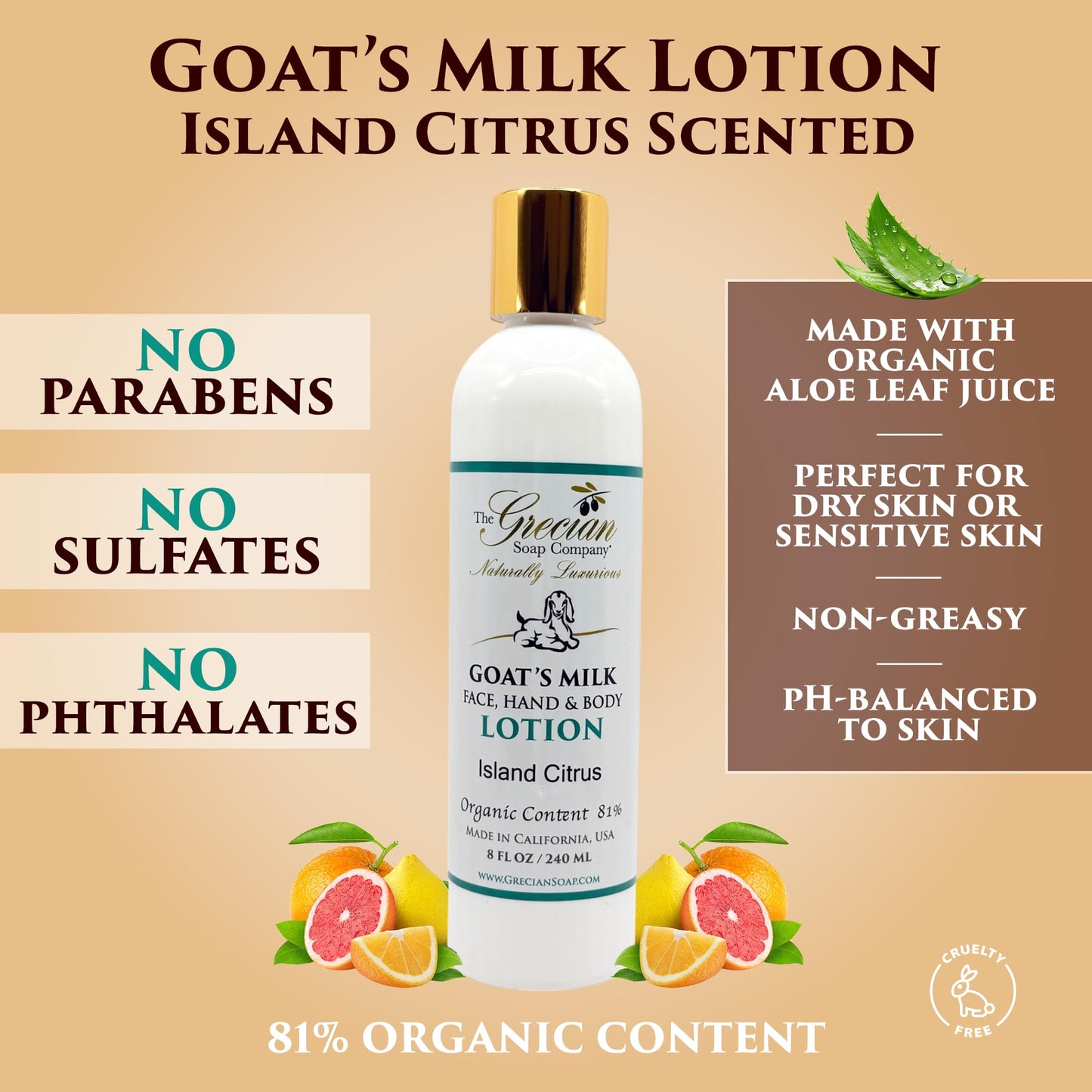 The Grecian Soap Company Deluxe Bathtub Gift Set – Goat Milk & Olive Oil Skincare, Island Citrus, 6-Piece Gift Set