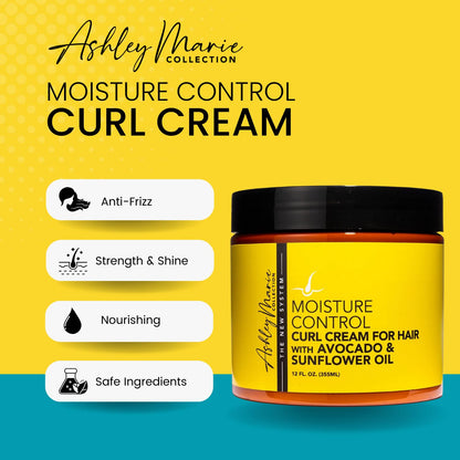 The Hair Diagram Ashley Marie Moisture Control Curl Cream – Avocado & Sunflower Oil, Color Safe, 12oz
