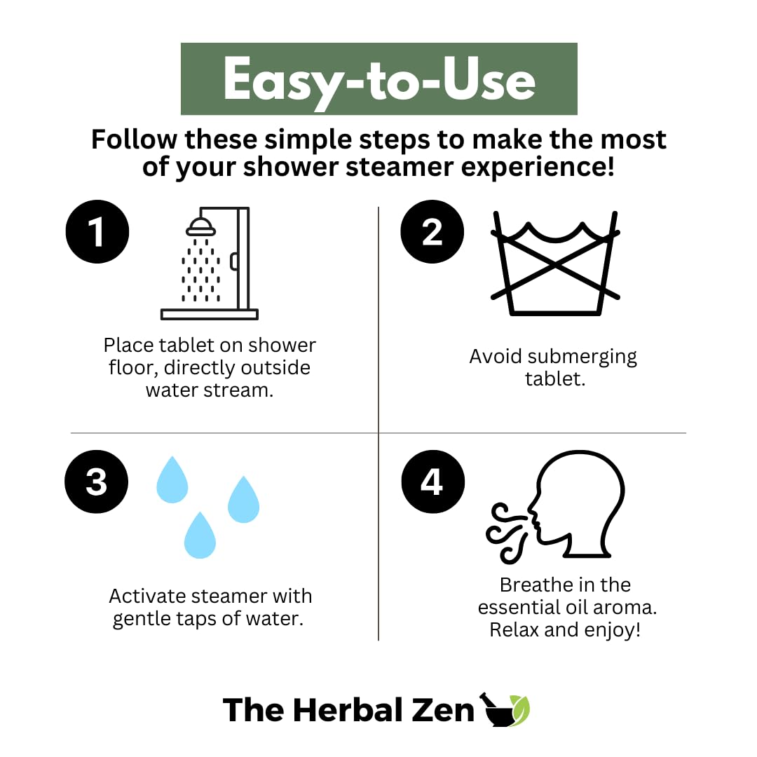The Herbal Zen Cold Kicker Shower Steamers – Peppermint & Eucalyptus, USA Made (10 Pack)