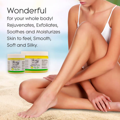 The Keys Salt Scrub – Sea Salt Exfoliator with Wooden Spoon – Key Lime, 3.4 oz