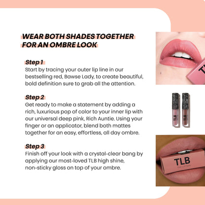 The Lip Bar Nonstop Liquid Matte Lipstick Mini 2-Pack — Curlfriend (Mauve Pink) + Savage (Chocolate Red-Brown)