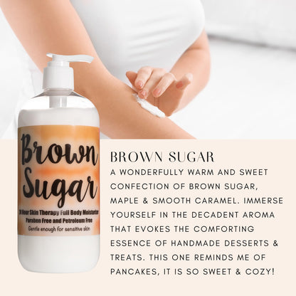 The Lotion Company 24 Hour Skin Therapy Lotion – Brown Sugar Gourmand, 16 oz, Made in USA