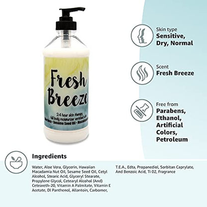 The Lotion Company 24 Hour Skin Therapy Lotion – Aloe Vera Full-Body Moisturizer, Paraben Free, Made in USA (16 oz)