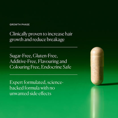 The Nue Co Growth Phase Hair Supplement – Vegan Hair Capsules for Thicker, Fuller-Looking Hair | 90 Capsules