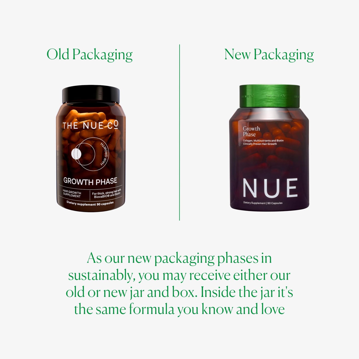 The Nue Co Growth Phase Hair Supplement – Vegan Hair Capsules for Thicker, Fuller-Looking Hair | 90 Capsules
