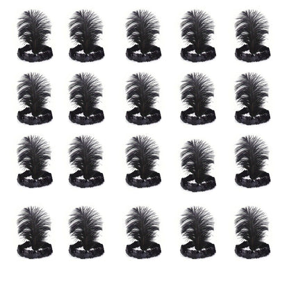 The Only One 20-Piece Halloween Black Sequins Feather Headband – 1920s Carnival Accessory