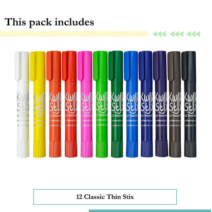 Kwik Stix 12-Pack Tempera Paint Pens by The Pencil Grip – Quick-Dry, Mess-Free
