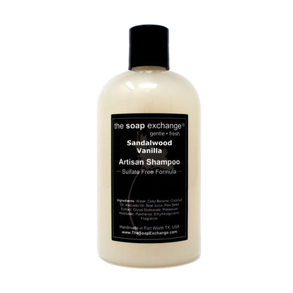 The Soap Exchange Hair Shampoo – Sandalwood Vanilla (12 oz) | Handcrafted USA, Sulfate & Paraben Free