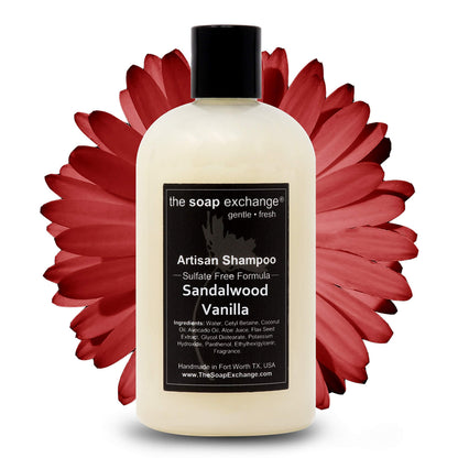 The Soap Exchange Hair Shampoo – Sandalwood Vanilla (12 oz) | Handcrafted USA, Sulfate & Paraben Free