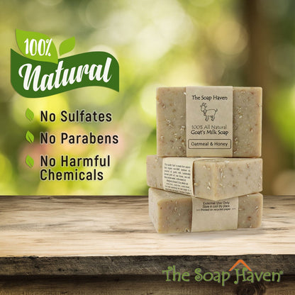 The Soap Haven Oatmeal Honey Goat Milk Soap Bars — Handmade, All Natural, Unscented, SLS & Paraben Free