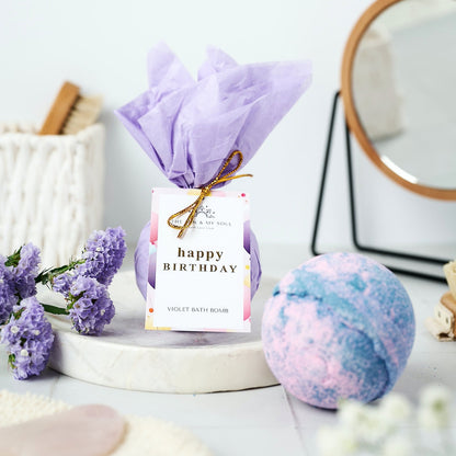 Happy Birthday - Yorkshire Violet Birthday Bath Bomb Floral Soak
