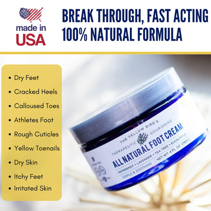 The Yellow Bird Foot Cream - 2 Pack Travel Size | Natural Dry Feet Balm with Tea Tree & Peppermint