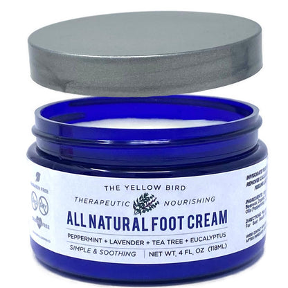 The Yellow Bird Natural Tea Tree Foot Cream & Organic Foot Balm – Peppermint Moisturizer for Dry Feet, Cracked Heels & Athlete’s Foot Relief – Made in USA