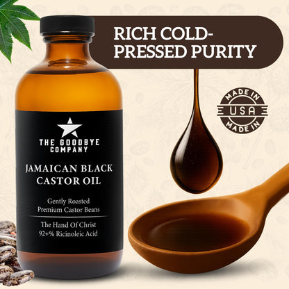 The Goodbye Company Black Castor Oil for Hair Growth – Organic, Cold-Pressed & Hexane-Free, 450mL Glass Bottle