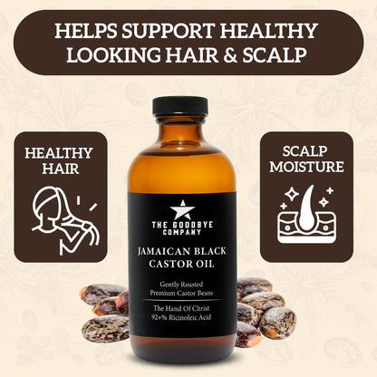 The Goodbye Company Black Castor Oil for Hair Growth – Organic, Cold-Pressed & Hexane-Free, 450mL Glass Bottle