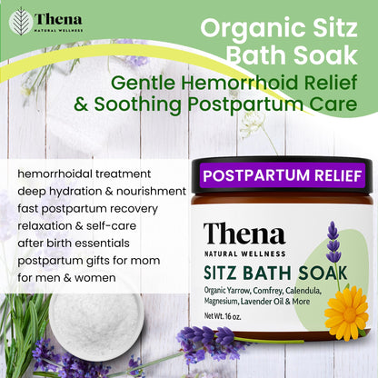THENA Natural Wellness Organic Sitz Bath Soak for Postpartum Care | Postpartum Essentials