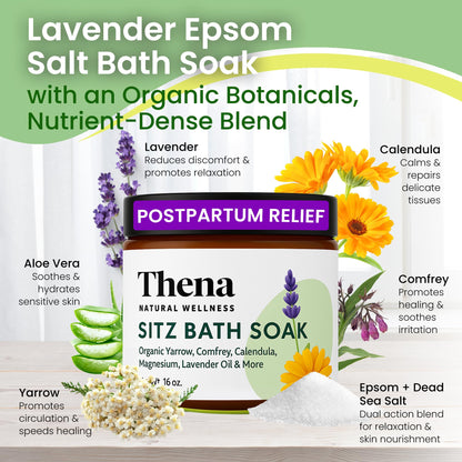 THENA Natural Wellness Organic Sitz Bath Soak for Postpartum Care | Postpartum Essentials