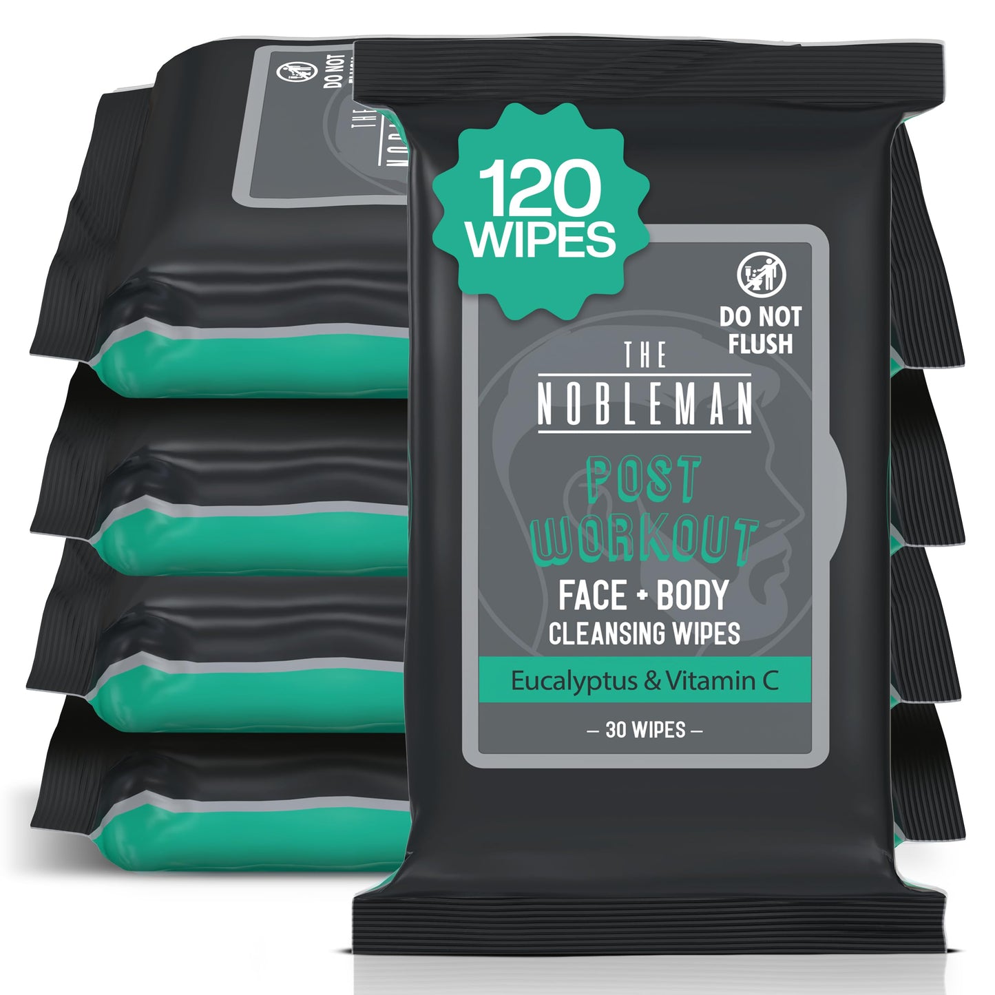 The Nobleman 4-Pack Cleansing Wipes – Post-Workout, Eucalyptus & Vitamin C (120 Ct)