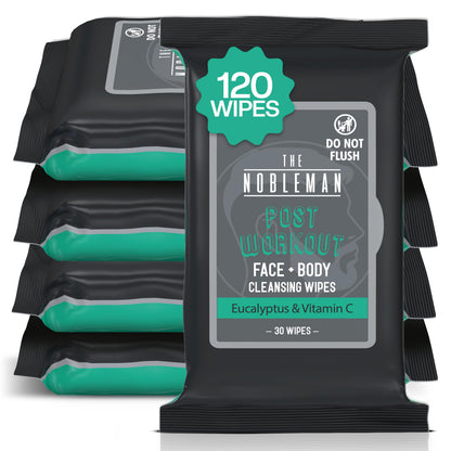 The Nobleman 4-Pack Cleansing Wipes – Post-Workout, Eucalyptus & Vitamin C (120 Ct)