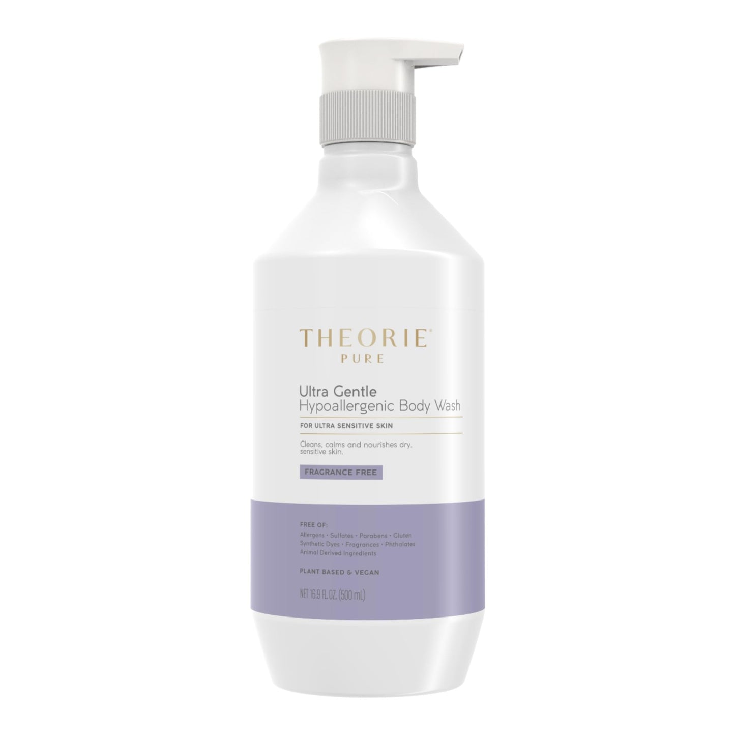 Theorie Hypoallergenic Body Wash – Fragrance-Free with Aloe Vera, Argan & Marula Oil (500mL Pump)
