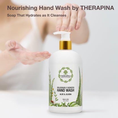THERAPINA Aromatherapy Luxury Liquid Hand Soap – Vegan Aloe Vera & Botanical Oils (16 oz)