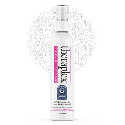 Theraplex Clear Lotion Spray (8 oz) – Gentle, Non-Greasy Hydration with Jojoba Oil | NEA Seal of Acceptance