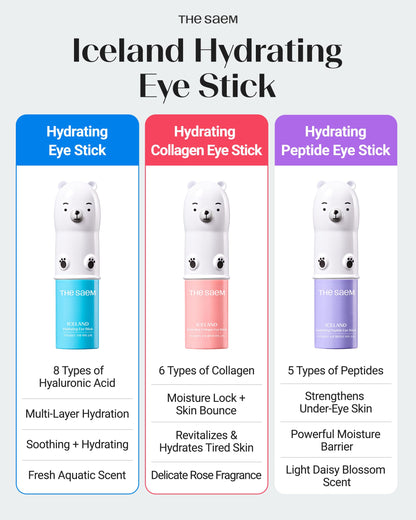 THESAEM Iceland Hydrating Eye Stick Bundle - 2 Pack (Niacinamide + Collagen)