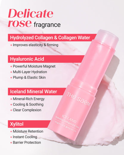 THESAEM Iceland Eye Stick Bundle - 3-Pack Collagen + Peptide + Hydrating Sticks (0.38 oz Each) | Under-Eye Care