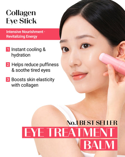 THESAEM Iceland Eye Stick Bundle – 2 Pack (Collagen + Peptide) 0.38 oz Each | Cooling Under-Eye Care with 6-Type Collagen & 5-Peptide Complex