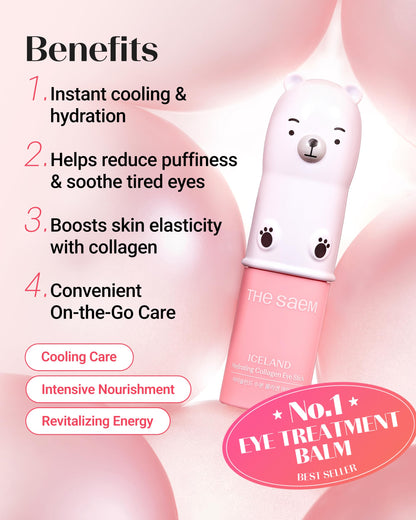 THESAEM Iceland Hydrating Collagen Eye Stick 2 Pack (0.38 oz Each) – Rose Scent