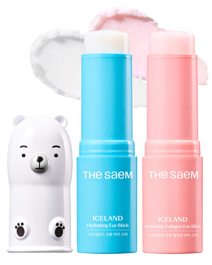 THESAEM Iceland Hydrating Eye Stick Bundle - 2 Pack (Niacinamide + Collagen)
